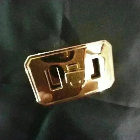 Statement Gold Turnlock Rhinestone Cuff - Picture 6 of 10